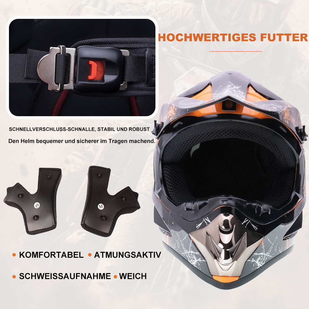 ATV kinder Crosshelm Dirt Bike Off-Road Riders Winter-Sicherheitshelm mit Sonnenbrille fullface helm kinder